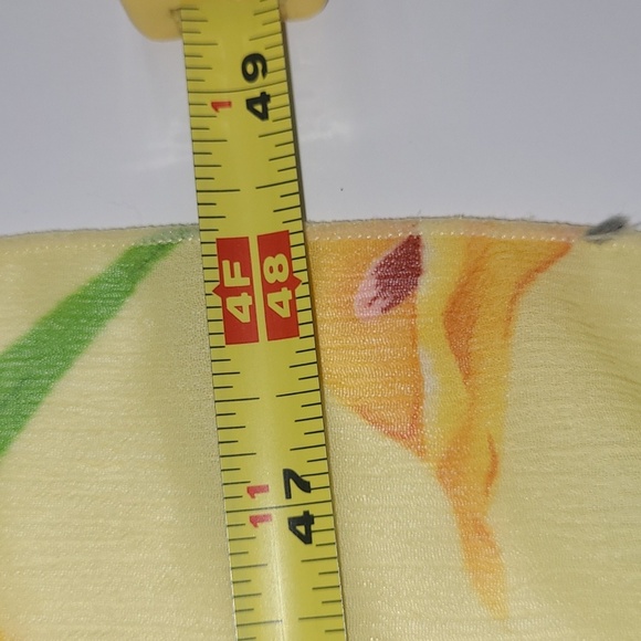 Scarf Wrap Buttery Yellow Calla Lillies Floral Sheer Chiffon Vintage Lightweight - Picture 6 of 8